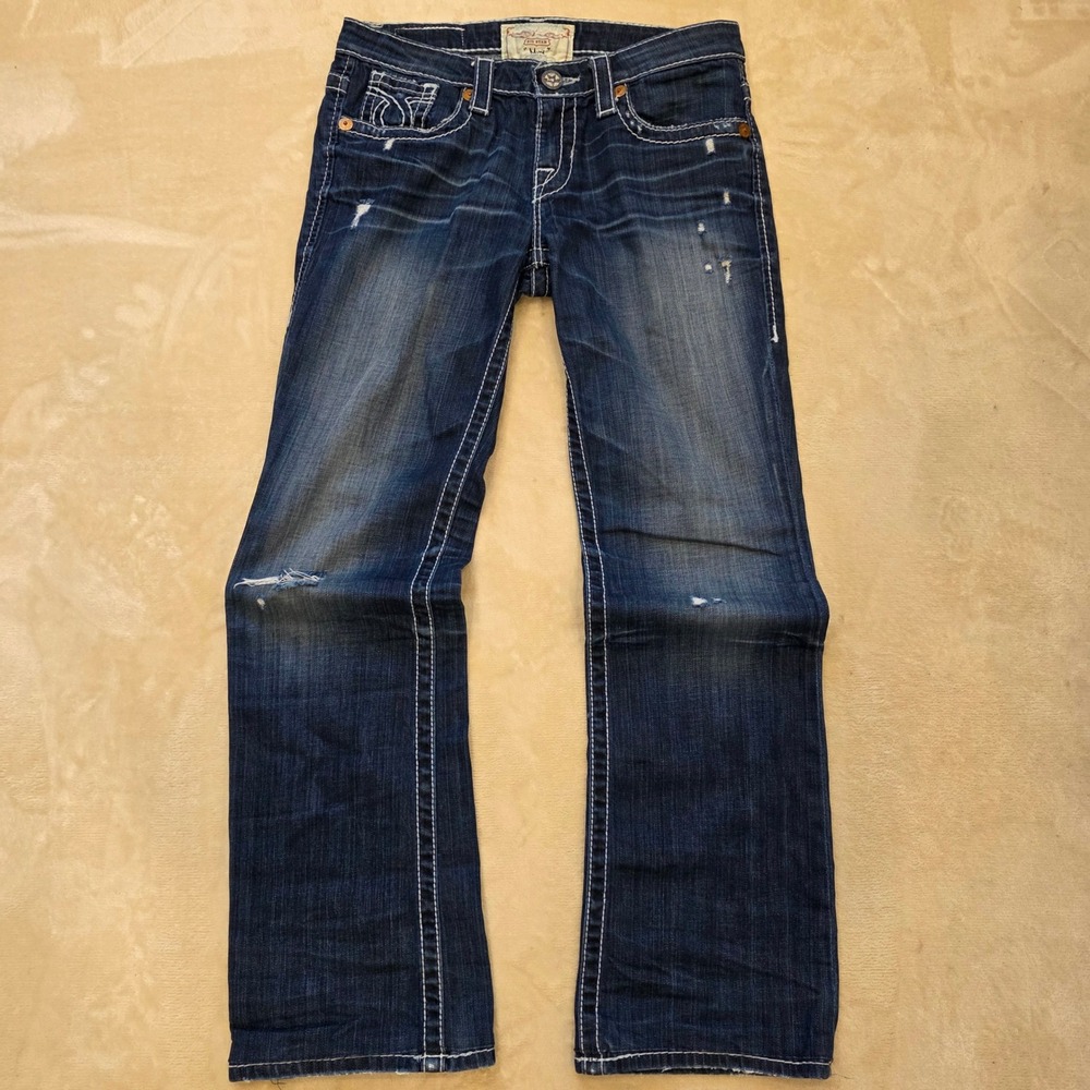 Big Star Miki Bootcut Jeans Size 27 Long Thick Stitch Dark Wash Y2K 2009